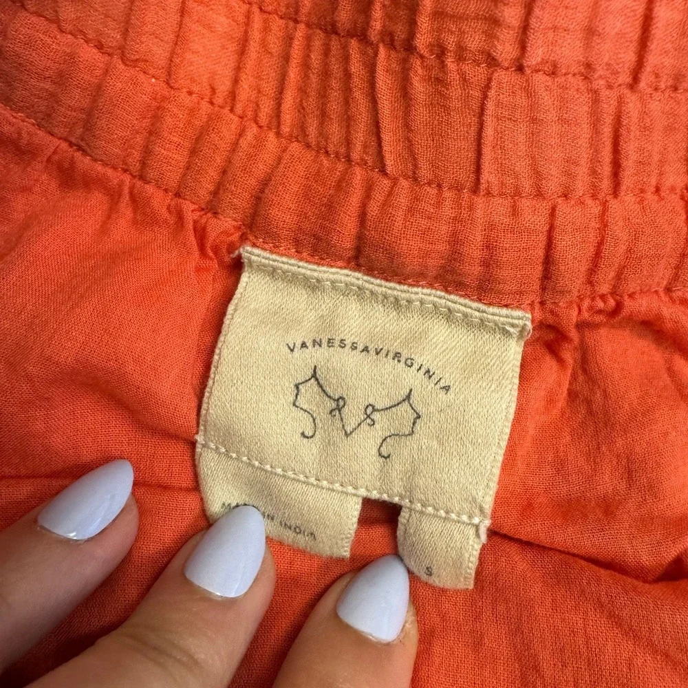Vanessa Virginia Dress Womens Small Orange‎ Gauze Braided Straps Anthropologie